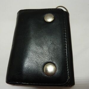 Mens Black Leather Trifold Wallet ID Window Credit Card Case Holder KEYCHAIN